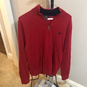 Red Merino Wool Brooks Brother Quart Zip (Sm)